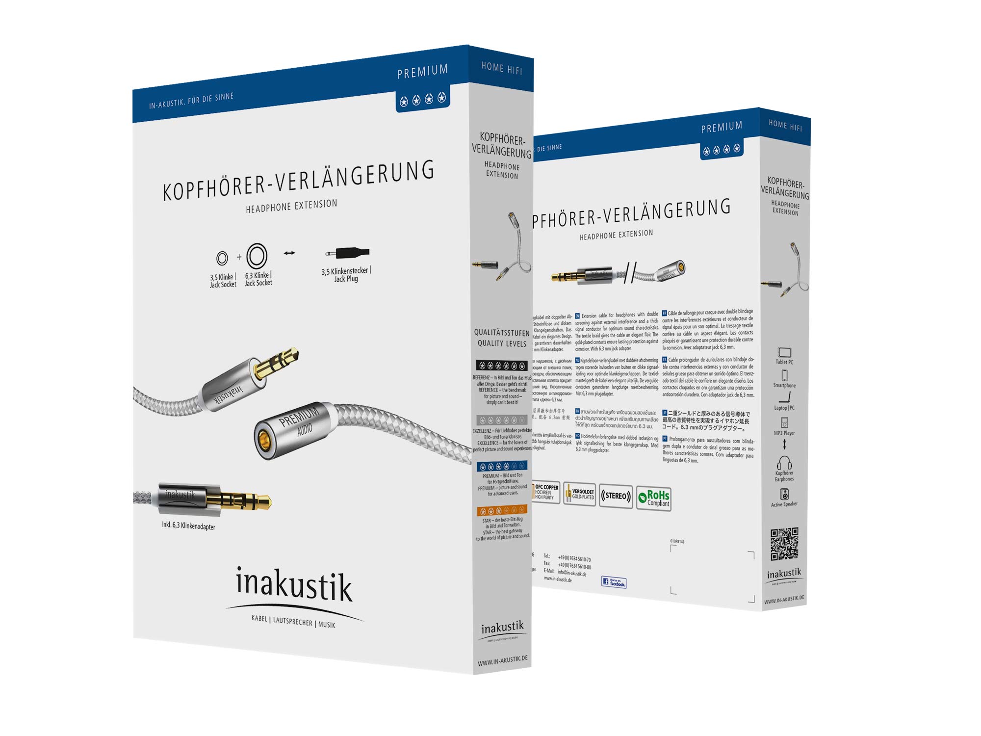 Кабель межблочный In-Akustik Premium Extension Audio Cable 7.5m 3.5mm jack3.5mm jack(F)+6.3 jack adapter #004102075