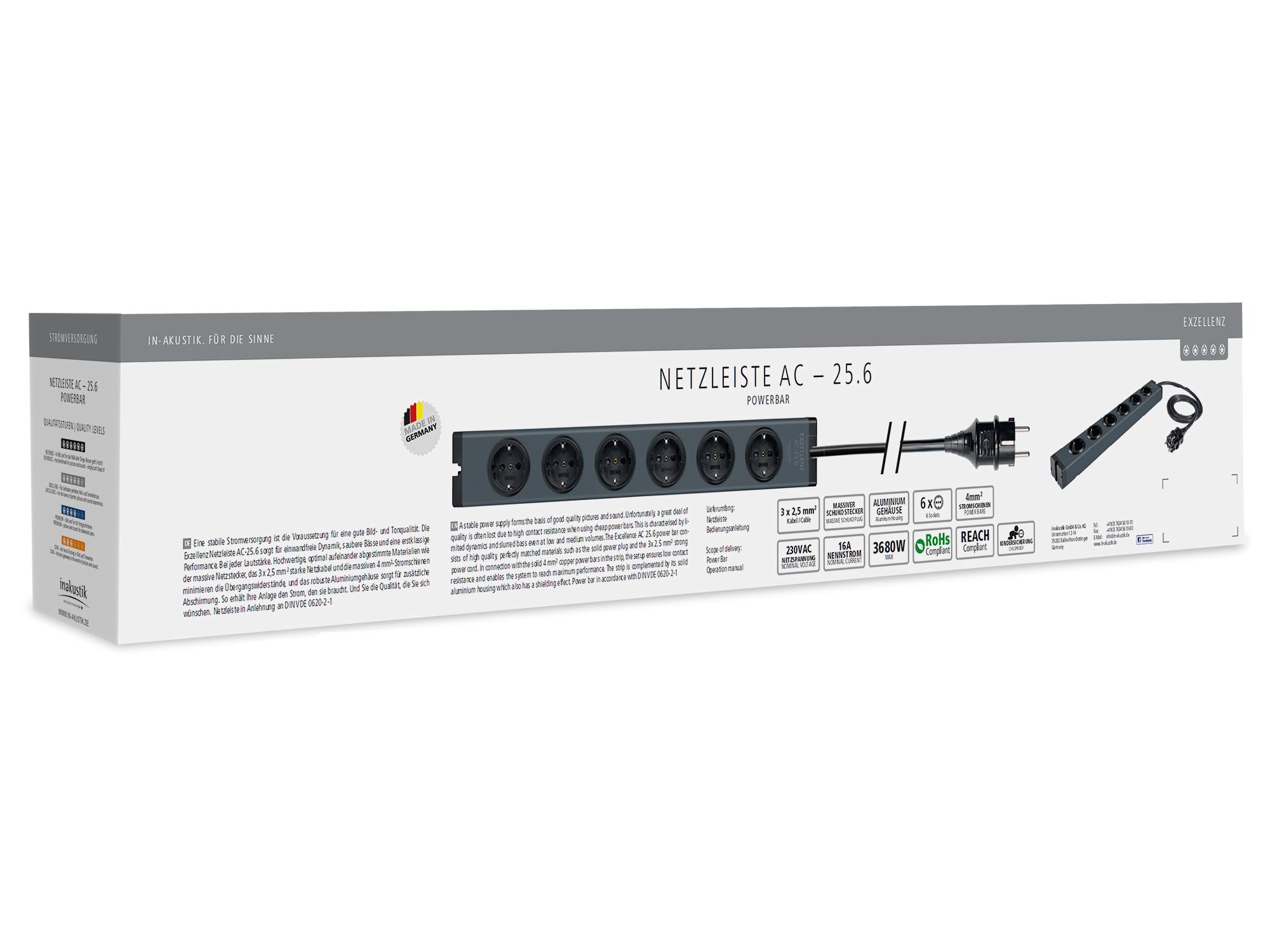 Фильтр сетевой In-Akustik Exzellenz Power Bar AC-25-6 3x2.5mm 1.65m #006170615